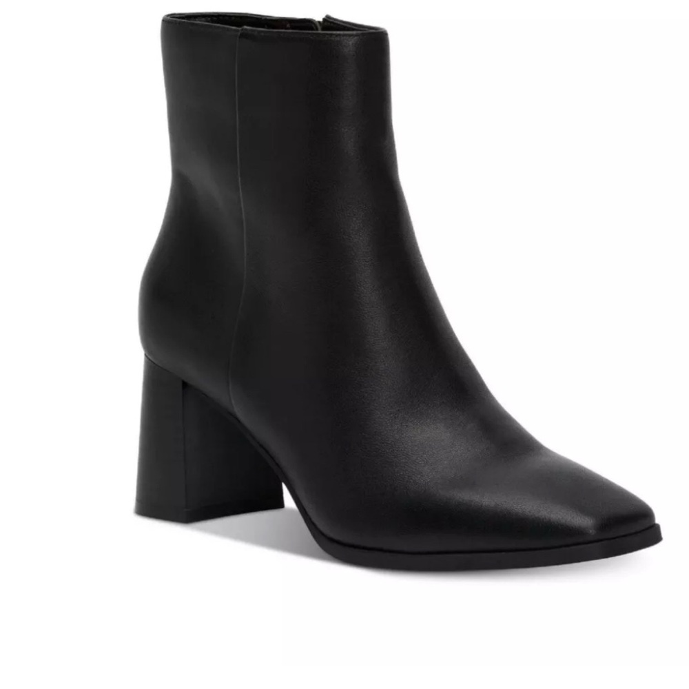 INC Womens Black Arch Support Dasha Square Toe Block Heel Leather Booties 11 M